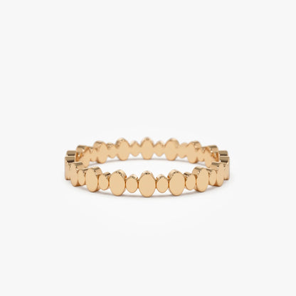 14k Solid Gold Alternating Size Oval Stackable Band Ring