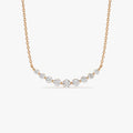 14K Solid Gold 0.50 CTW Round Diamond Shared Prong Curved Necklace