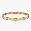 14K Solid Gold 0.14 CTW Round Diamond Ribbed Bangle