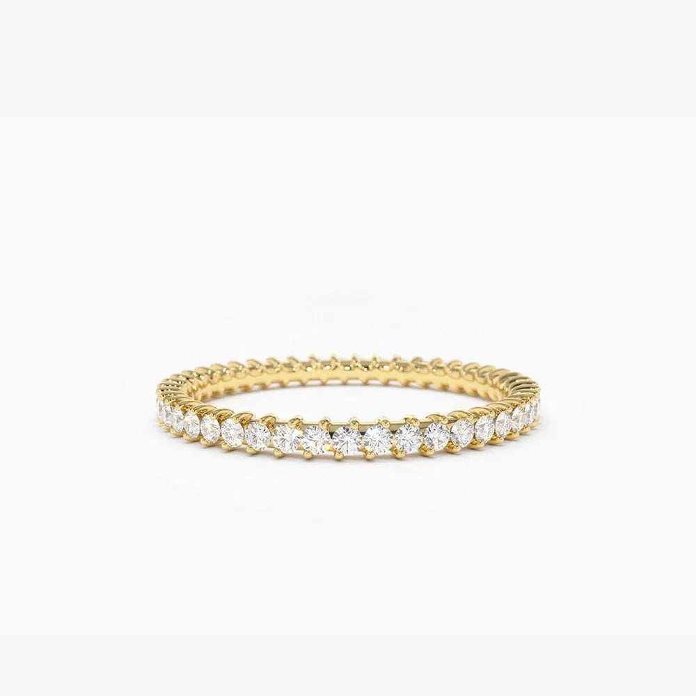 14k Gold Round Diamond Full Eternity Ring 0.75 CTW