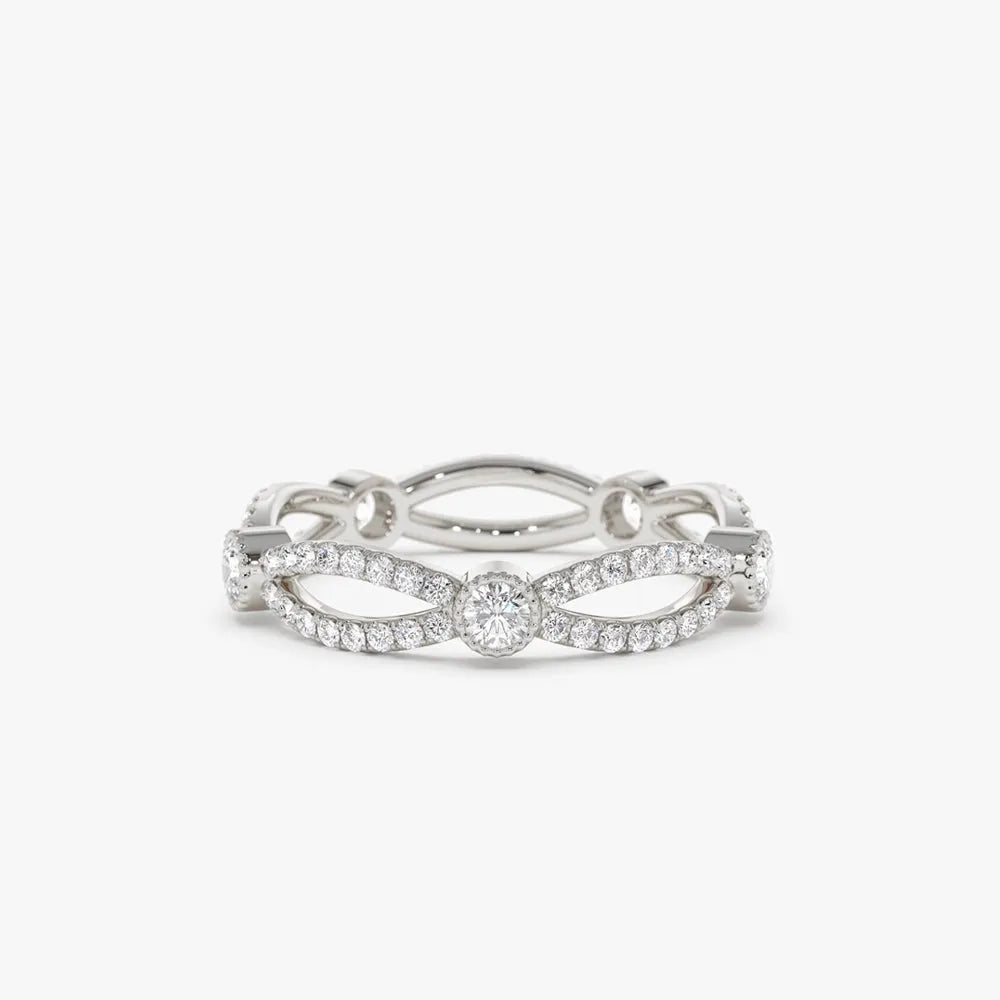 14k Gold Diamond Round Cut Infinity Eternity Ring 0.80 ctw