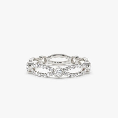 14k Gold Diamond Round Cut Infinity Eternity Ring 0.80 ctw