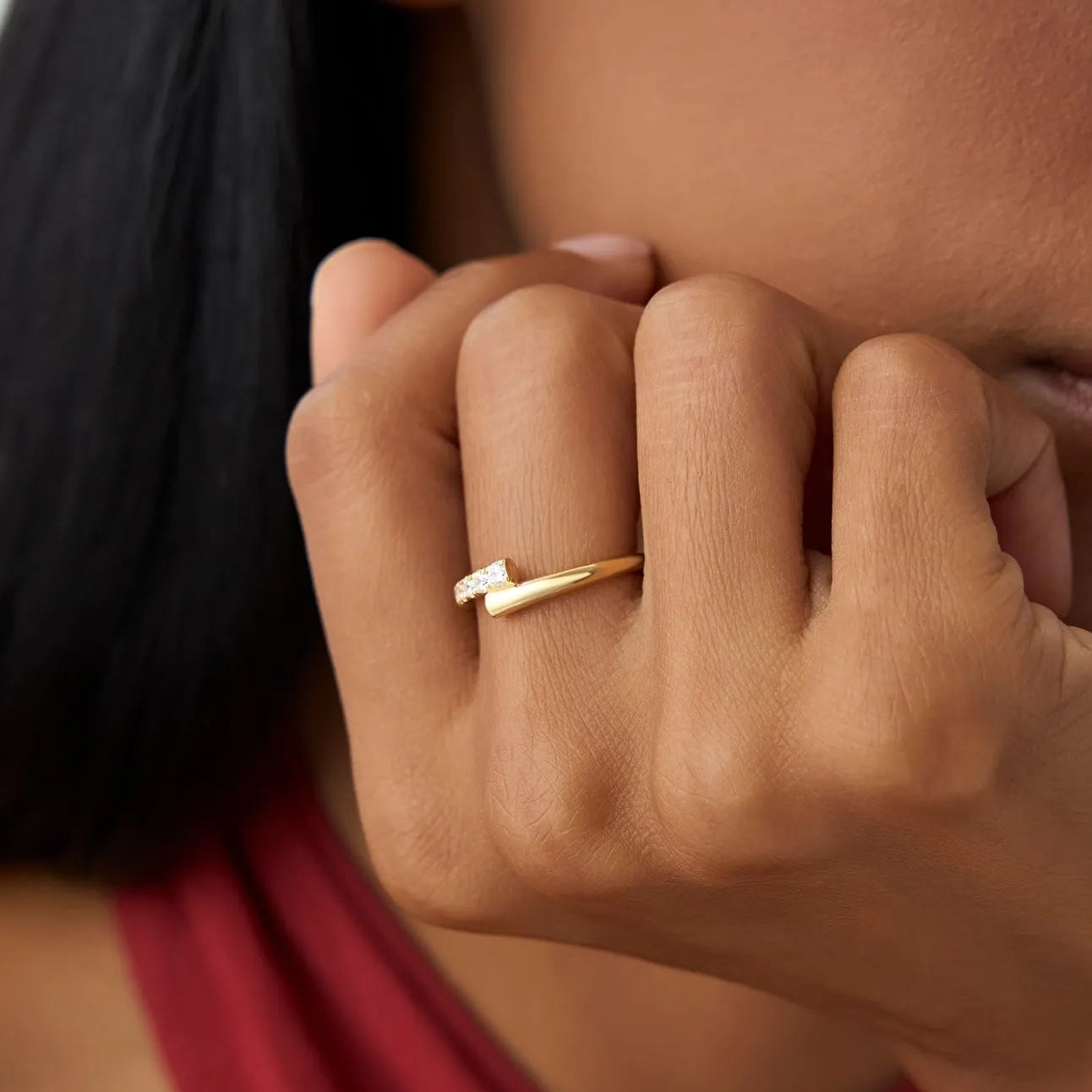 14k Gold 0.23ctw Round Diamond Pave Bypass Ring
