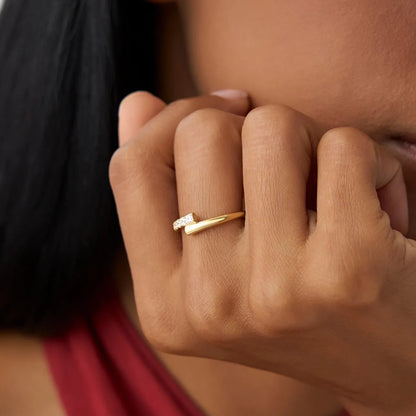 14k Gold 0.23ctw Round Diamond Pave Bypass Ring