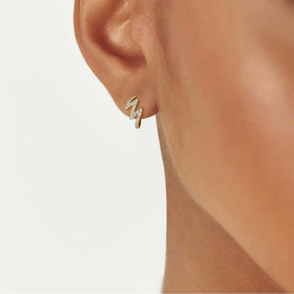 14k Gold Diamond Round Cut Modern Zigzag Wave Hoop Earrings 0.25 ctw