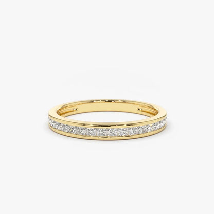 14k Gold 0.55 Carat Princess Cut Diamond Half Eternity Channel Set Ring