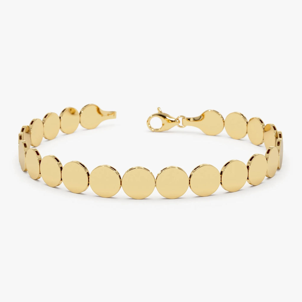 14K Gold 6.5mm Wide Round Link Chain Bracelet