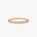 14K Gold Round Diamond 0.20ctw Half Eternity Minimalist Wedding Ring