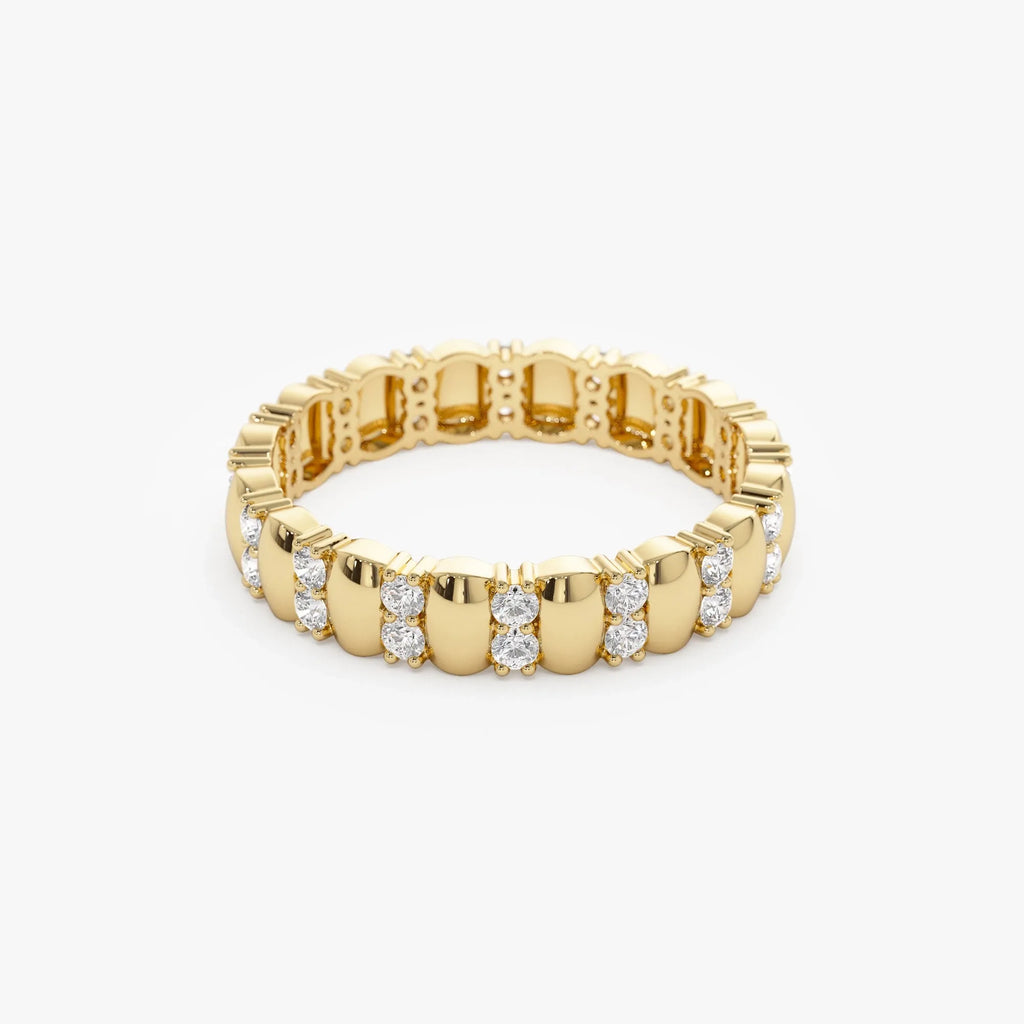 14k Solid Gold Round Diamond Double Row Eternity Ring 0.34 Carat