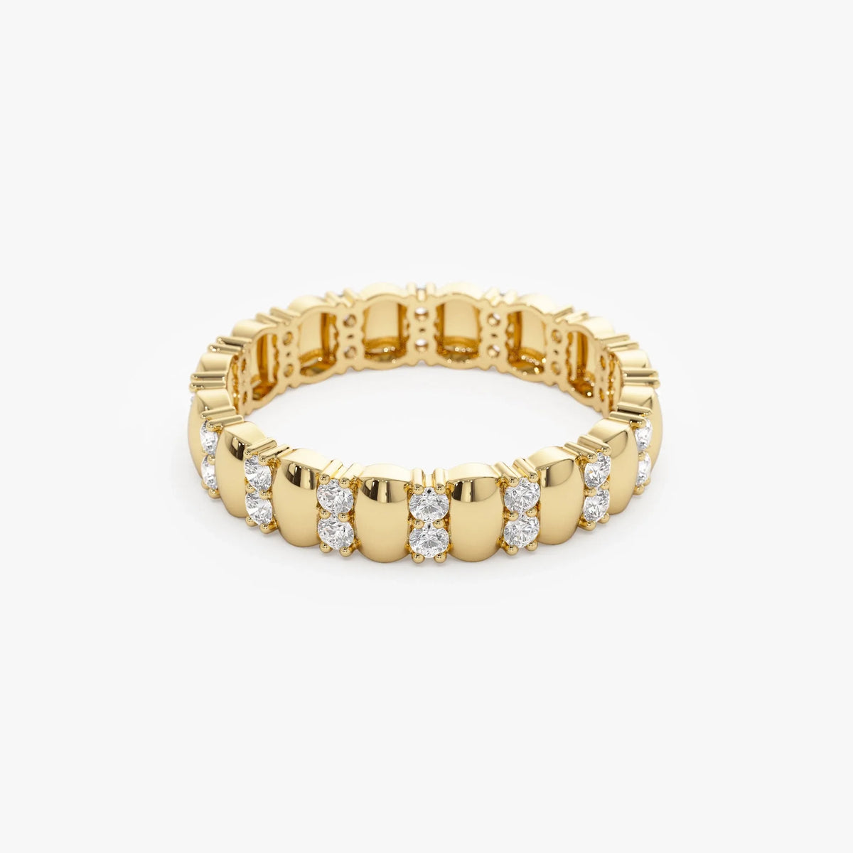 14k Solid Gold Round Diamond Double Row Eternity Ring 0.34 Carat