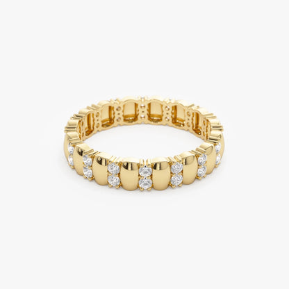 14k Solid Gold Round Diamond Double Row Eternity Ring 0.34 Carat