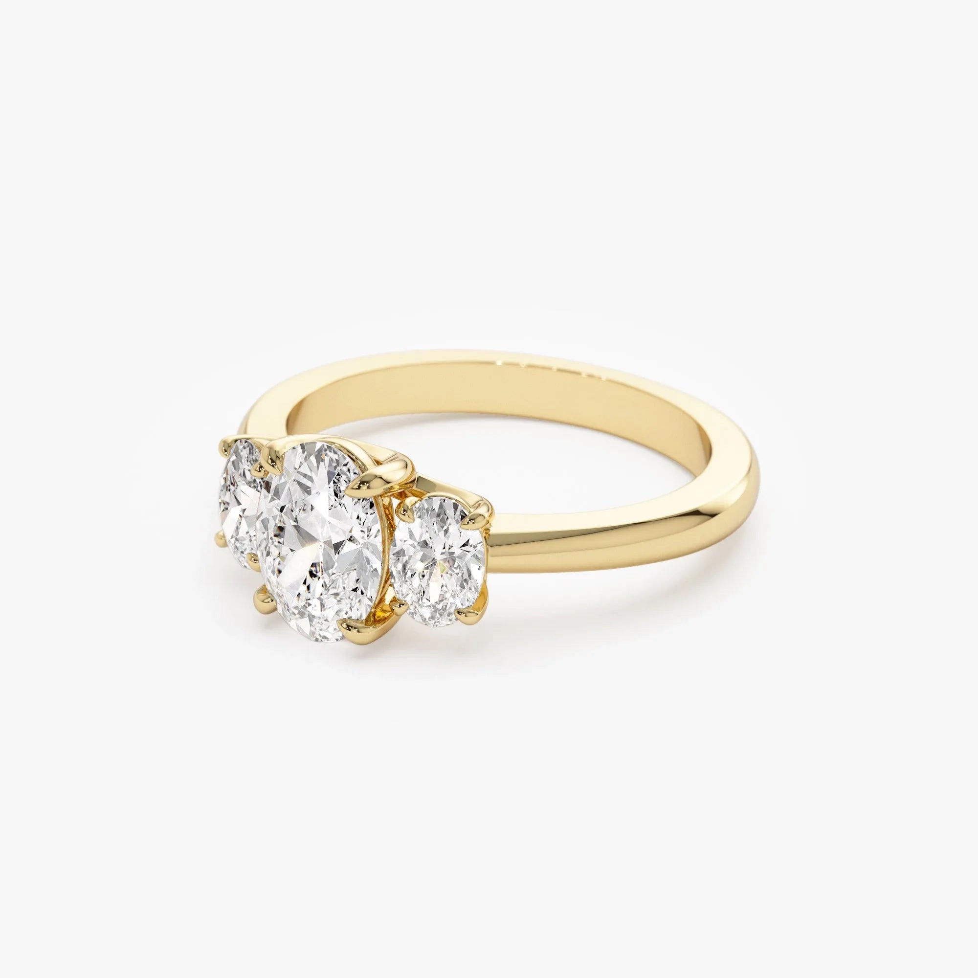 14k Solid Gold Lab Grown Diamond Oval Three Stone Engagement Ring 1.50 ctw Serena