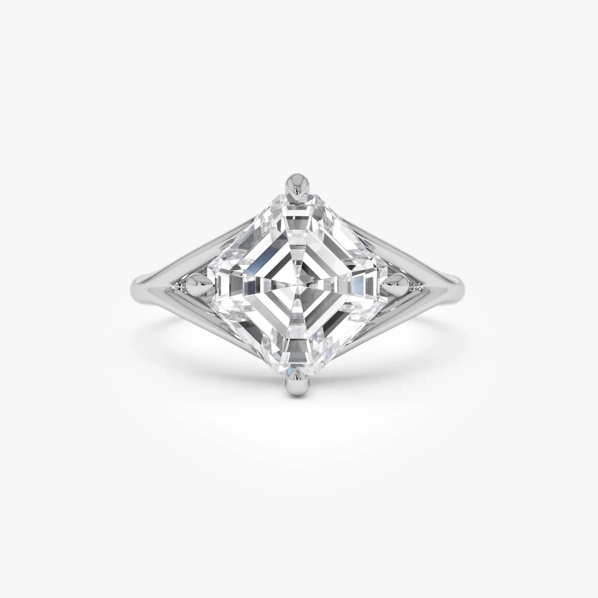 3.00 Ctw Asscher Cut Lab Grown Diamond Engagement Ring in 14K Gold