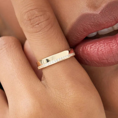 14K Gold Round Diamond Half Eternity Wedding Band 4mm 0.12 Carat