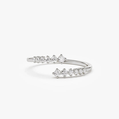 14k Gold Diamond Round Cut Wrapped Ring 0.24 ctw