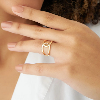 14k Solid Gold Infinity Knot Wide Statement Ring