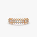 14K Solid Gold Baguette and Round Diamond Prong Set Band Ring 0.56 ctw