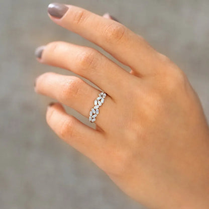 14K Gold Baguette Diamond Stackable Cluster Ring 0.27 Carat
