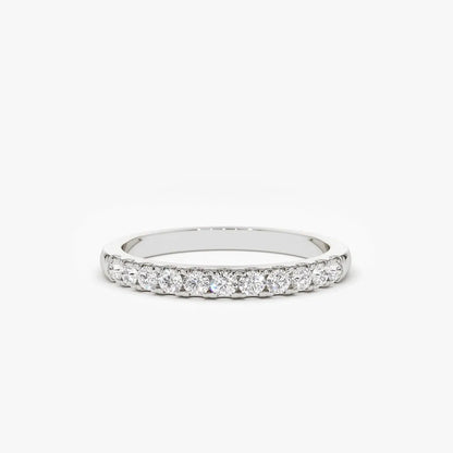 14K Gold Round Diamond 11 Stone Micro Pave Wedding Band 0.33 Carat