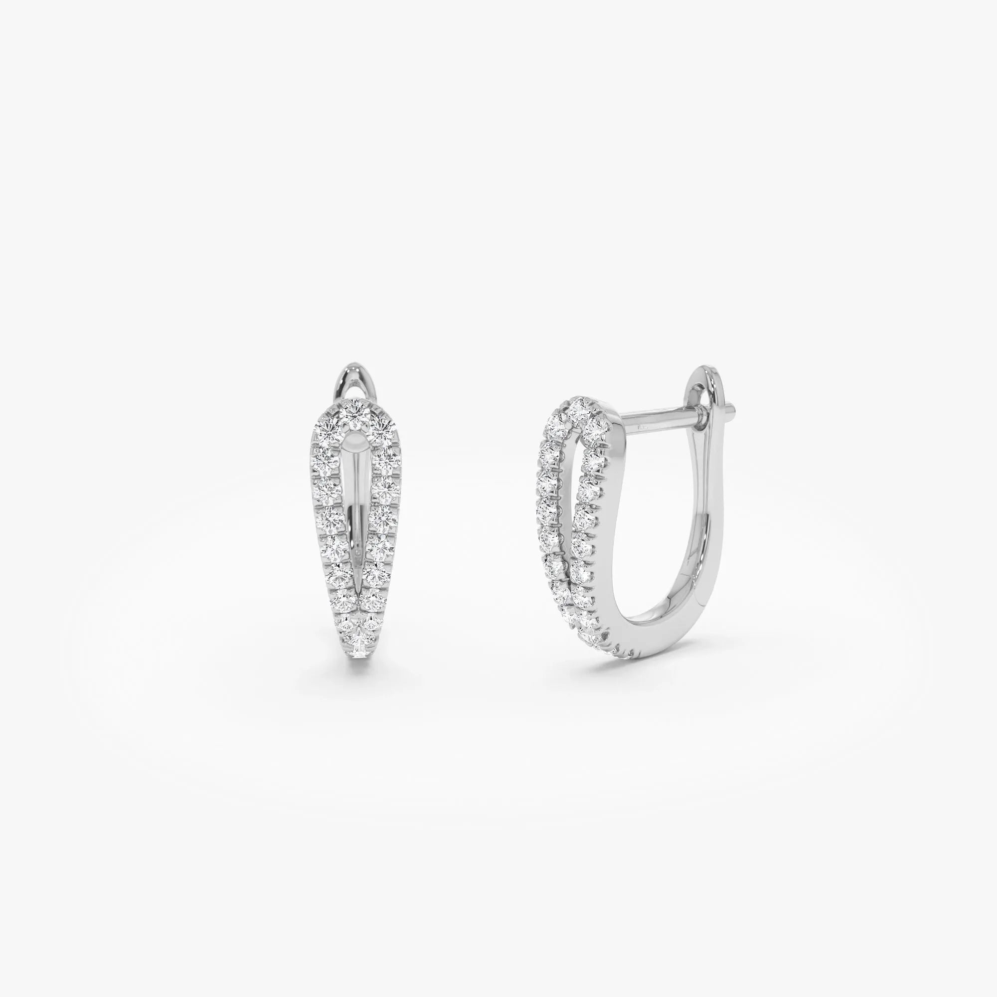 14k Gold Diamond Round Cut Double Mini Hoop Earrings 0.18 ctw