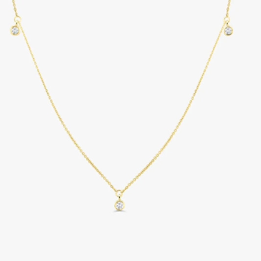 14K Gold 5 Diamond Dangle Necklace Elegant Everyday Sparkle