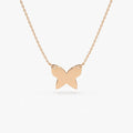 14k Solid Gold Butterfly Charm Pendant Necklace