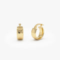 14k Yellow Gold Bold Mini Hoop Earrings 6mm Width 13mm Outer Diameter