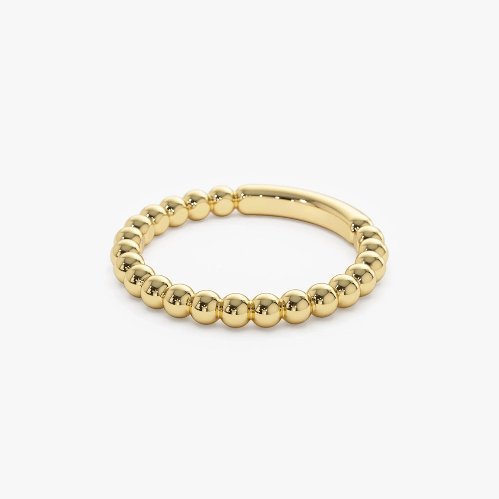 14k Solid Gold Beaded Stackable Band Ring 2.0mm Width