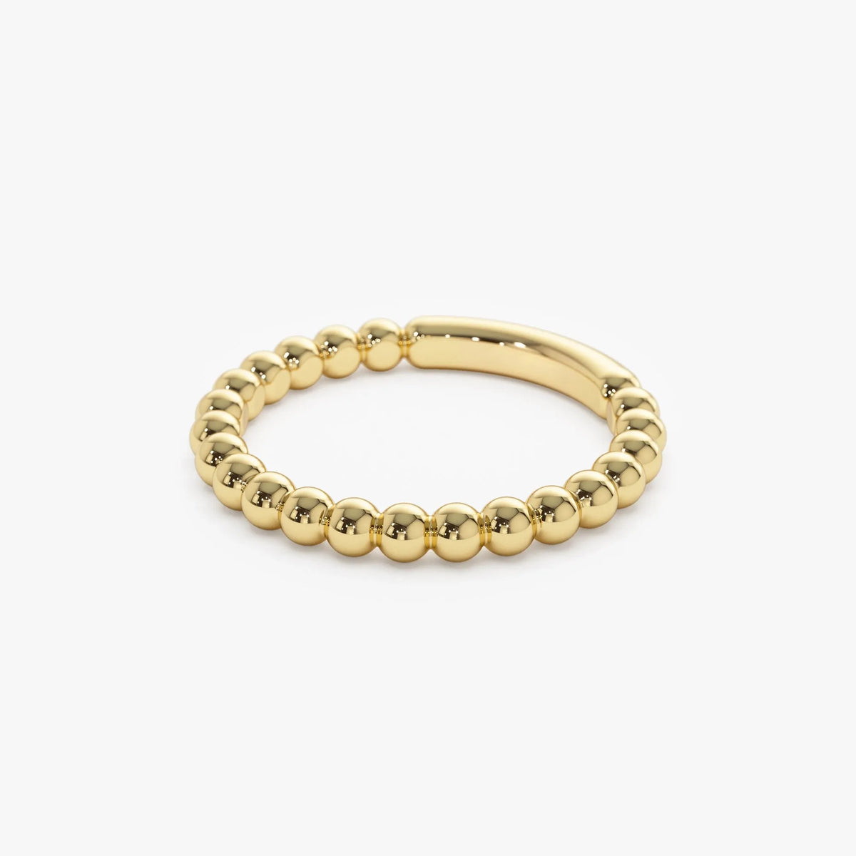 14k Solid Gold Beaded Stackable Band Ring 2.0mm Width