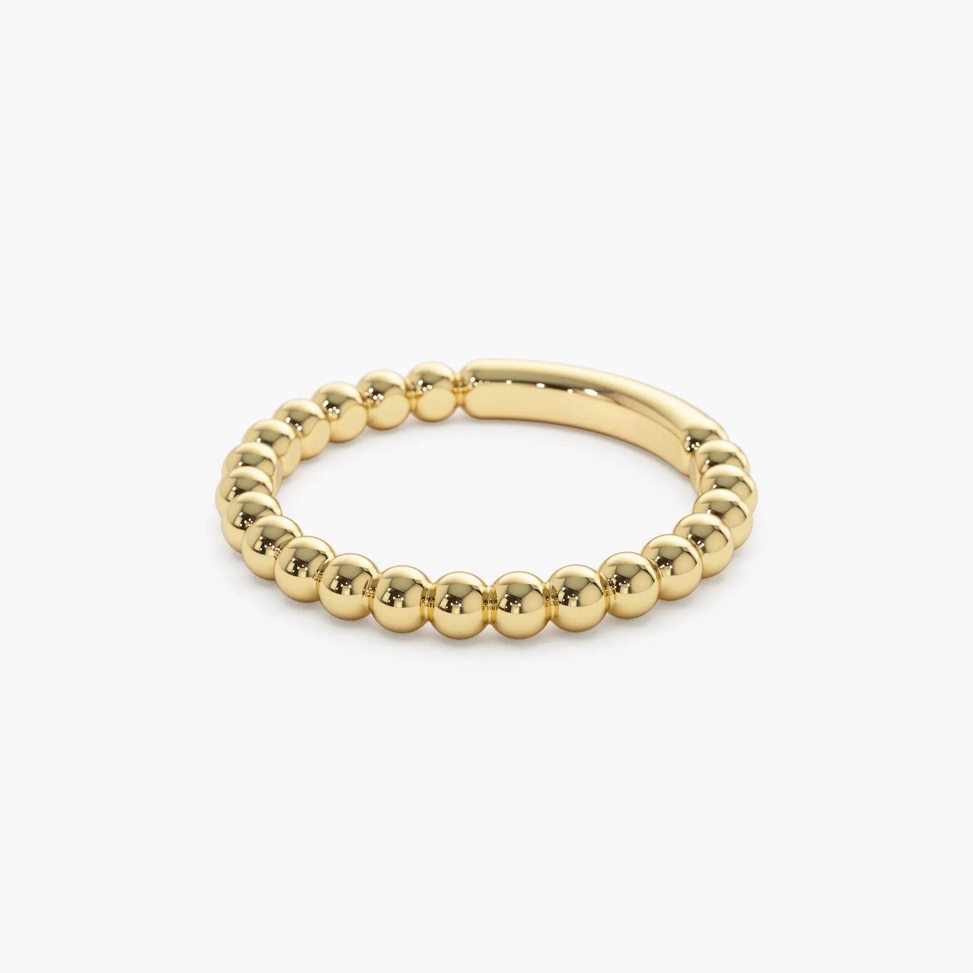 14k Solid Gold Beaded Stackable Band Ring 2.0mm Width