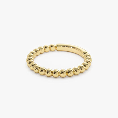 14k Solid Gold Beaded Stackable Band Ring 2.0mm Width