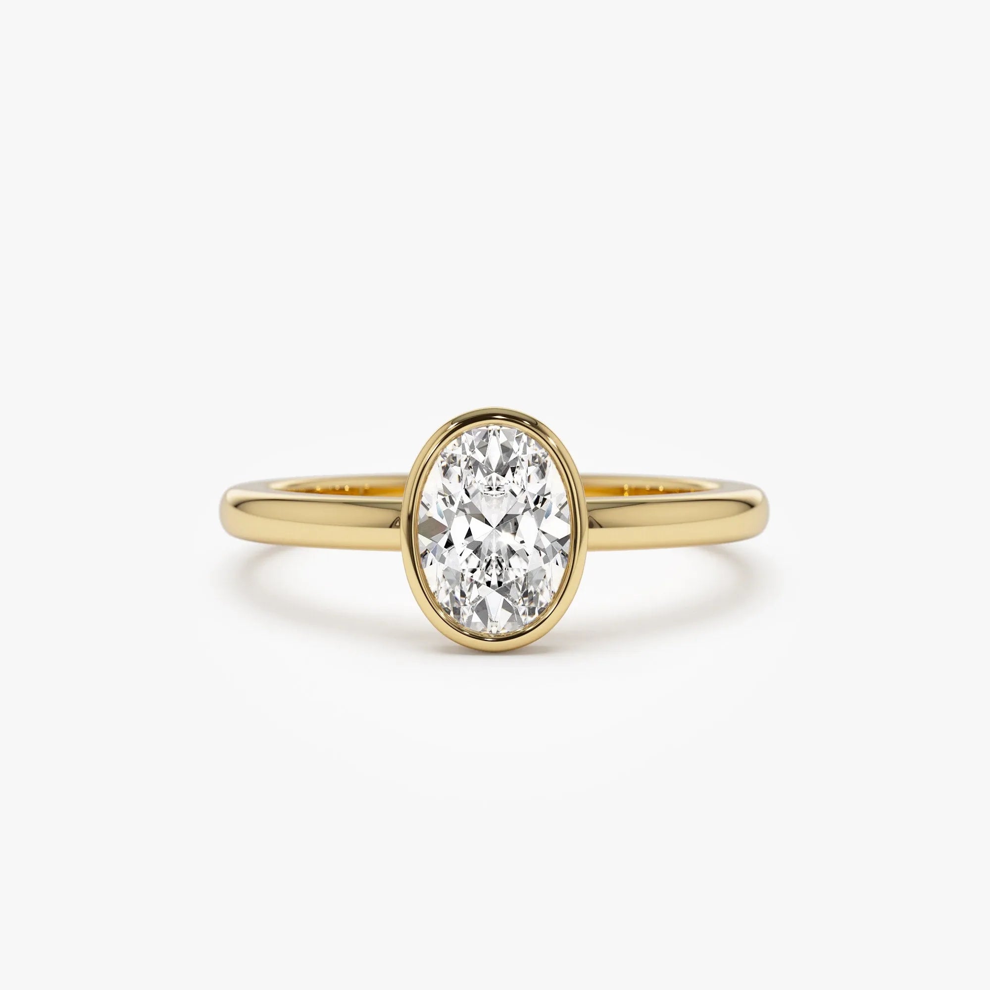 14k Gold Lab Grown Diamond Oval Bezel Setting Engagement Ring 0.75 to 1.50 ctw