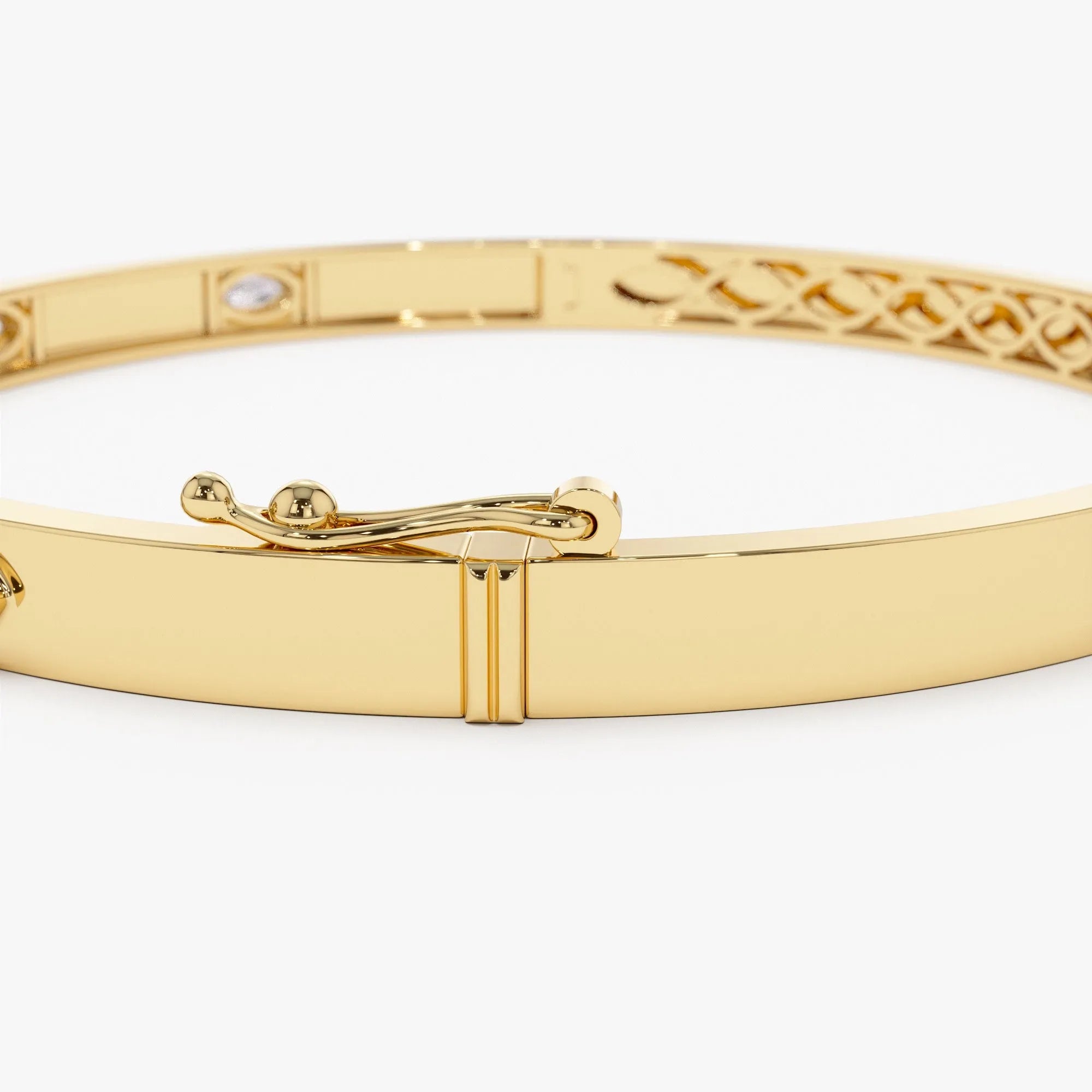 14K Solid Gold 0.30 CTW Marquise Diamond Bezel Set Bangle