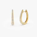 14k Gold Diamond Round Cut Graduated Statement Hoop Earrings 0.50 ctw