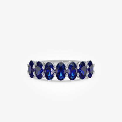 14k Gold Sapphire Oval Cut Basket Setting Ring 3.15 ctw