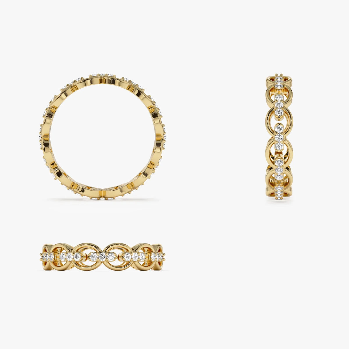 14k Gold Round Diamond 0.35 ctw Full Eternity Link Ring