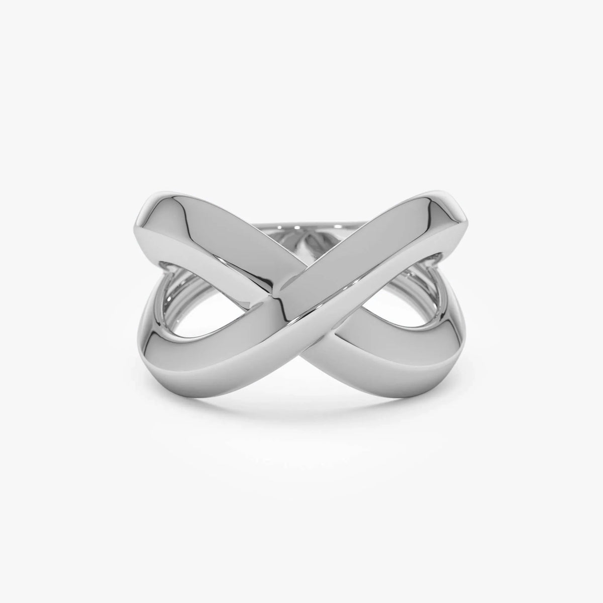 14k Gold Chunky Criss Cross Statement Ring 12.5mm Wide Band
