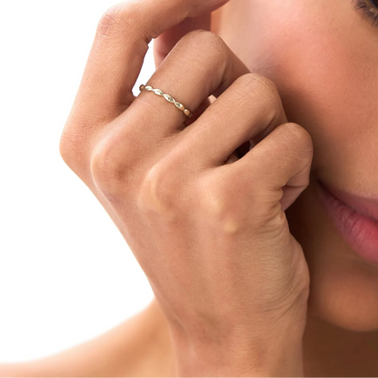 14k Gold Marquise Shape Ring 1.85mm Wide Minimalist Band
