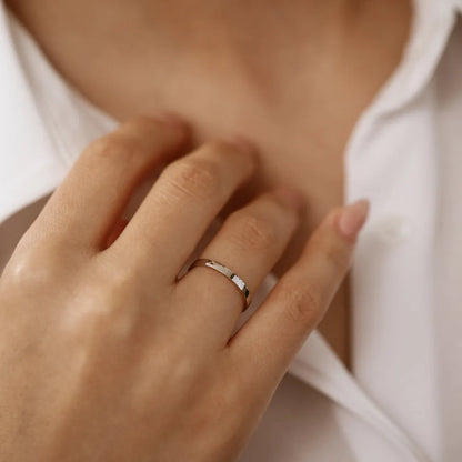 950 Platinum Flat Wedding Band Handmade Minimalist Ring