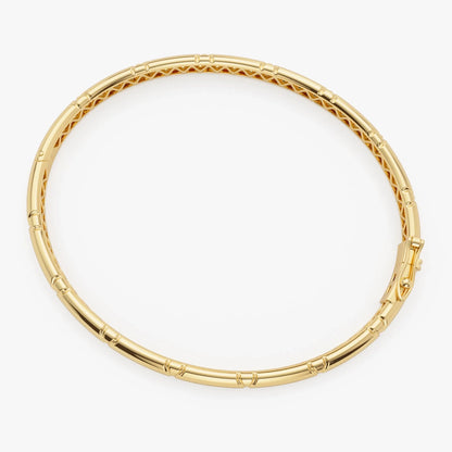 14K Gold 4MM Wide Dome X Cut Design Bangle Bracelet