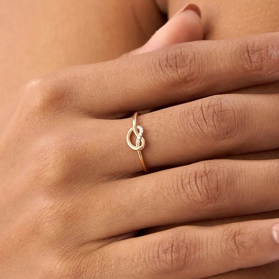 14k Gold Love Knot Diamond Ring 0.04 ctw