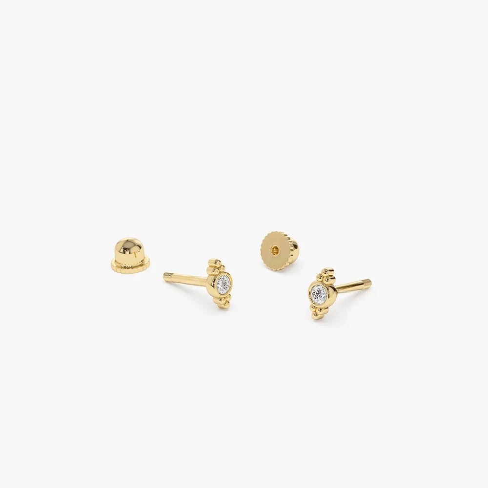 14k Gold Diamond Round Cut Six Dot Helix Piercing Single Earring 0.04 ctw