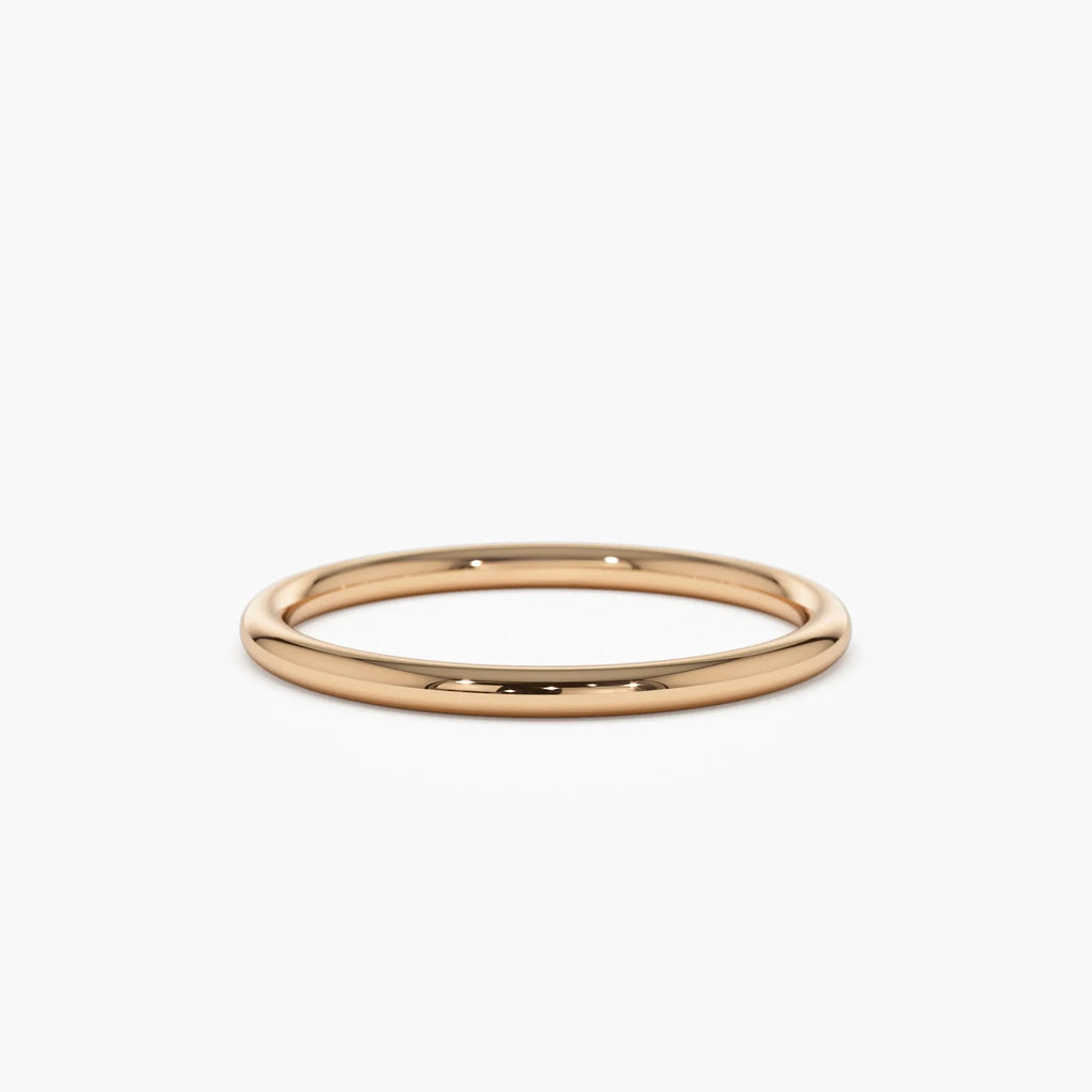 14k Solid Gold 1.5mm Minimalist Thin Stackable Wedding Band Ring
