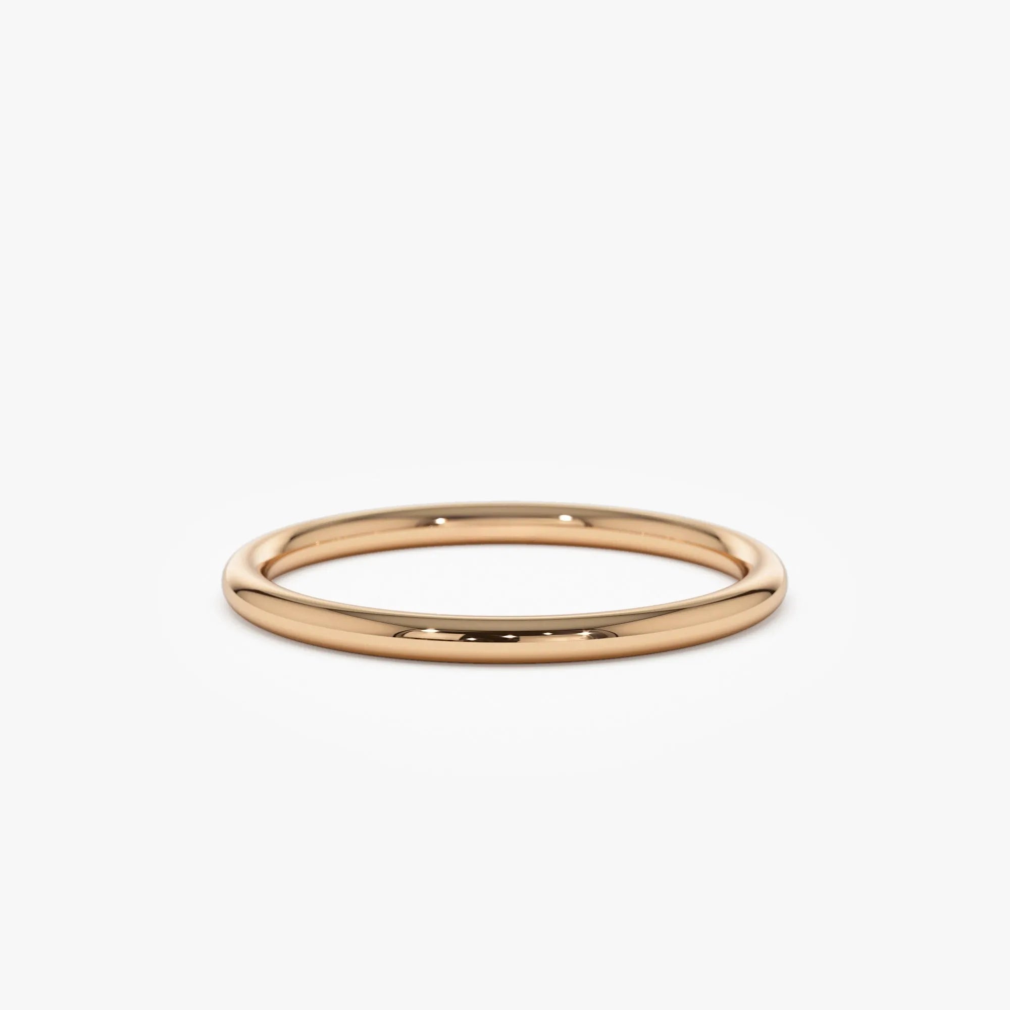 14k Solid Gold 1.5mm Minimalist Thin Stackable Wedding Band Ring