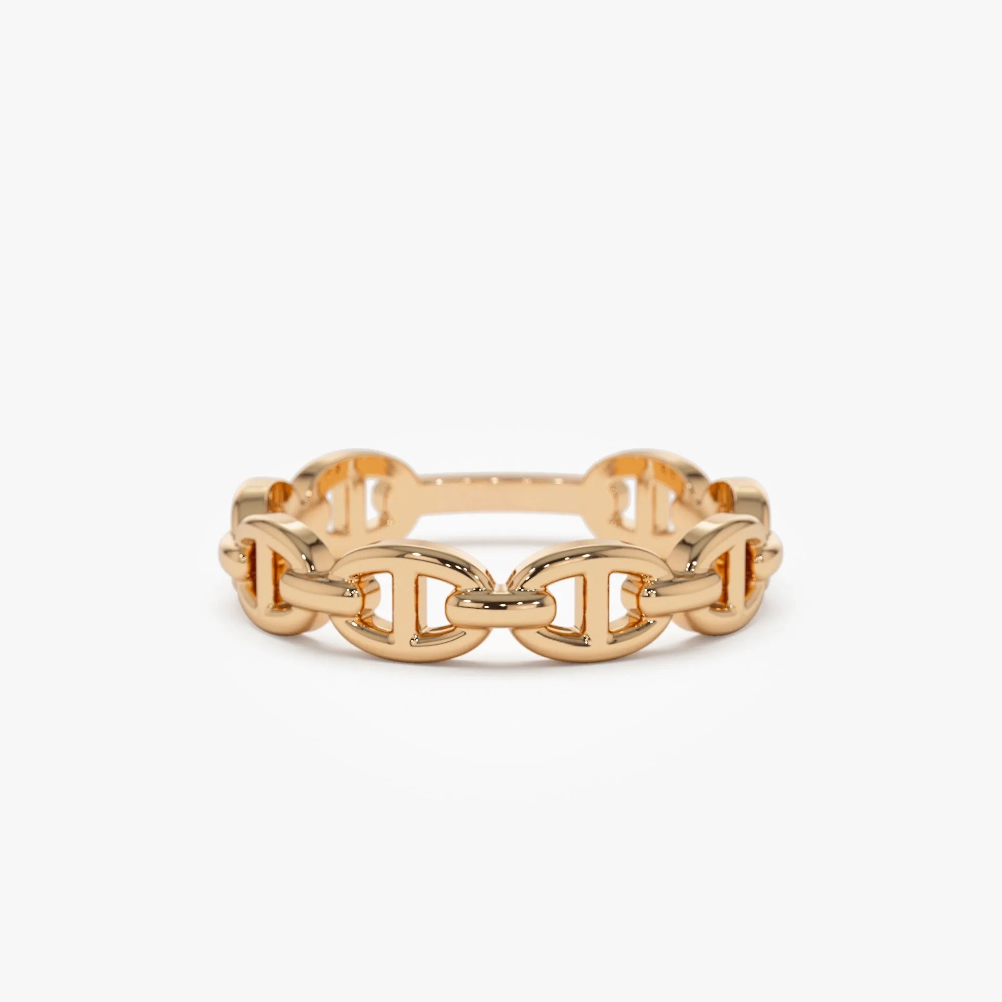 14k Solid Gold Mariner Chain Link Band Ring
