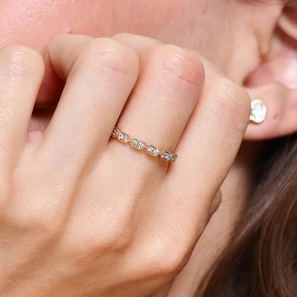 14k Gold Stacking Filigree Ring with 0.18 CTW Round Diamonds