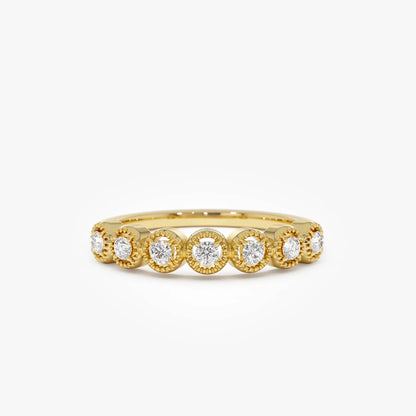 14k Gold Vintage Style Diamond Band Ring 0.17 ctw