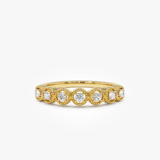 14k Gold Vintage Style Diamond Band Ring 0.17 ctw
