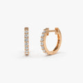 14K Solid Gold Round Diamond Micro Pave Hoop Earrings 0.23 CTW