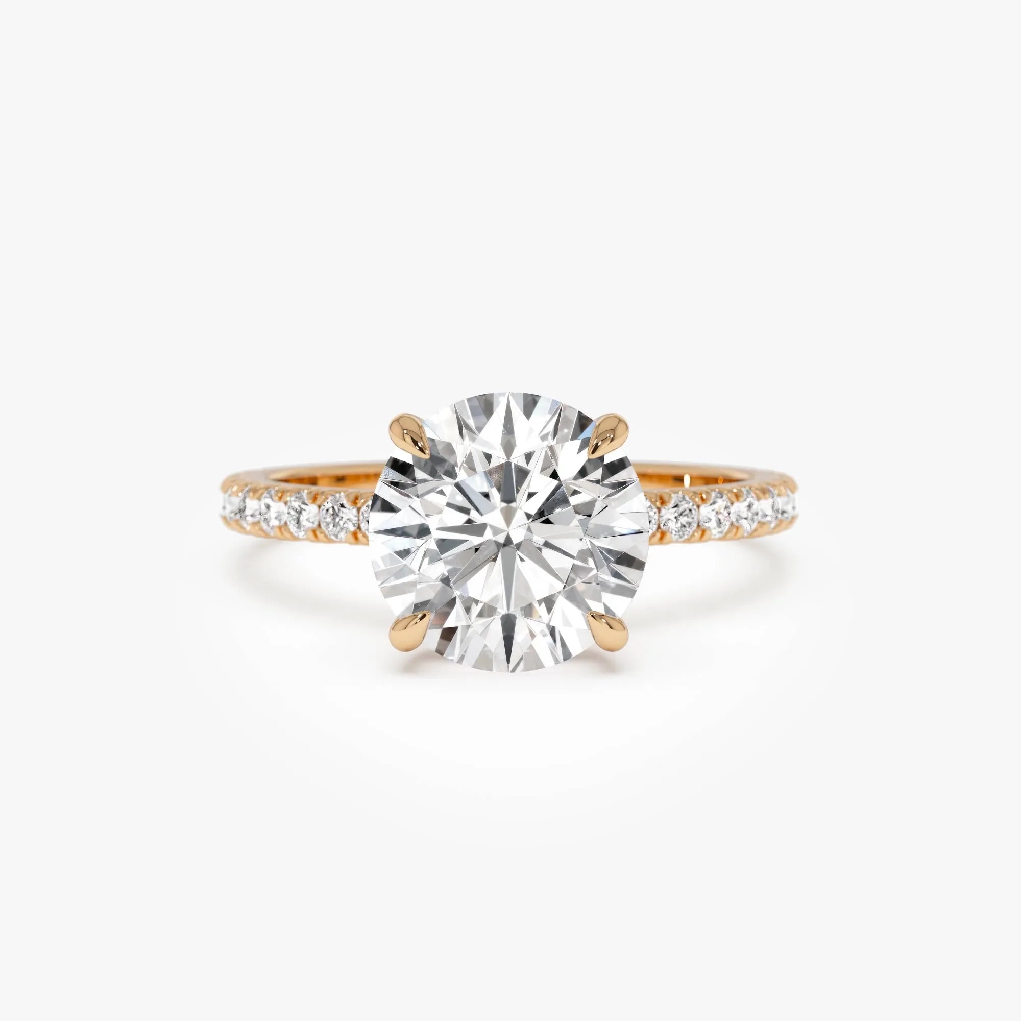14k Gold Lab Grown Diamond Round Brilliant Engagement Ring Hidden Halo Pavé Setting 2.40 ctw IGI Certified